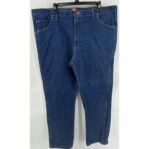 Wrangler 36MWZ Men's Slim Fit Straight Leg Blue Denim Jeans - Size 42 X 30